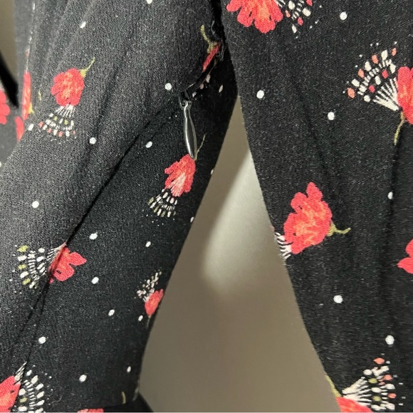 Free people Tegan black red floral print dress size 0 - Picture 6 of 8